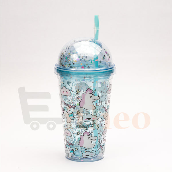 Unicorn Sipper Tumbler with Straw(STAR GREEN)